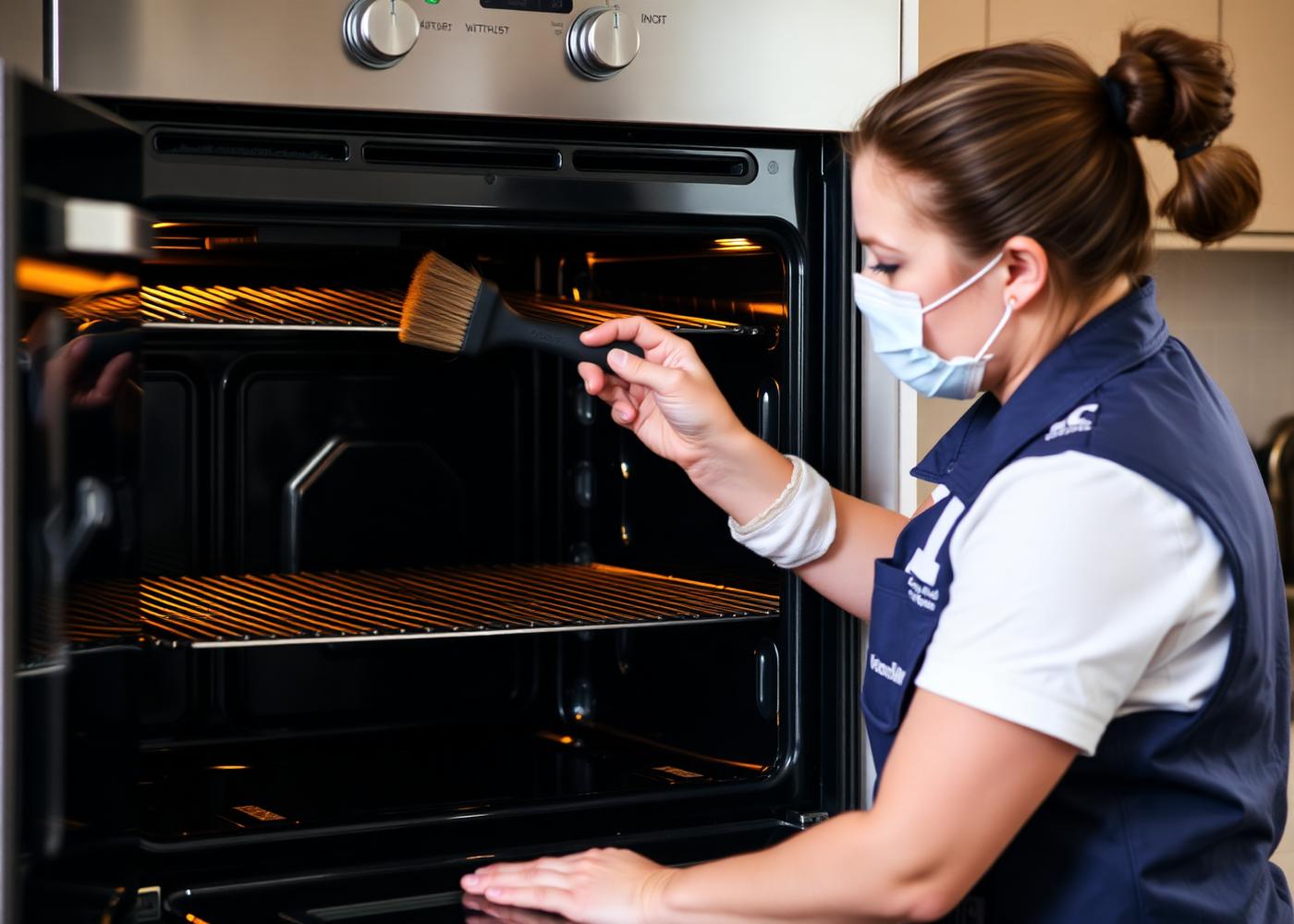 An OvensClean.ie specialist cleaning an oven